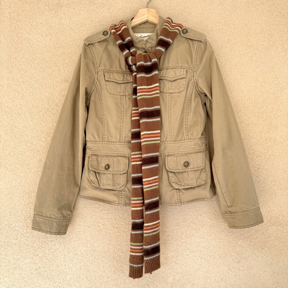 Aeropostale cotton utility style jacket and long Angora blend scarf Sz L